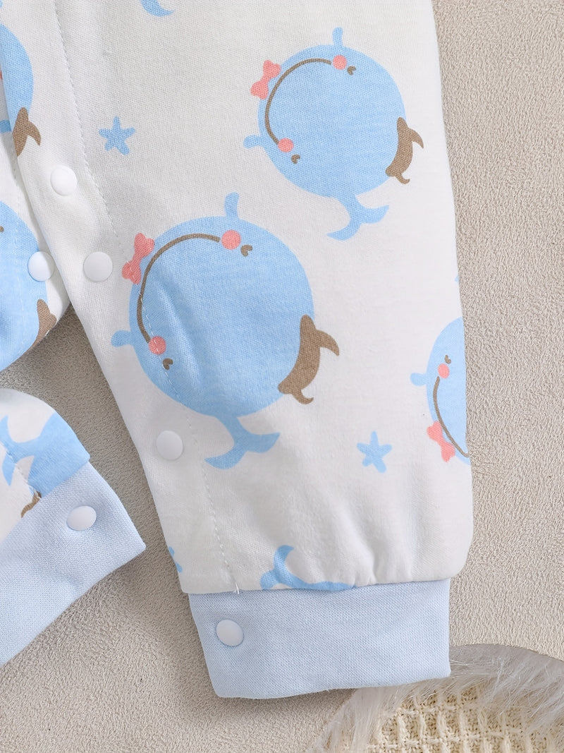 1pc Long Sleeve Knitted Bodysuit with Full Print.