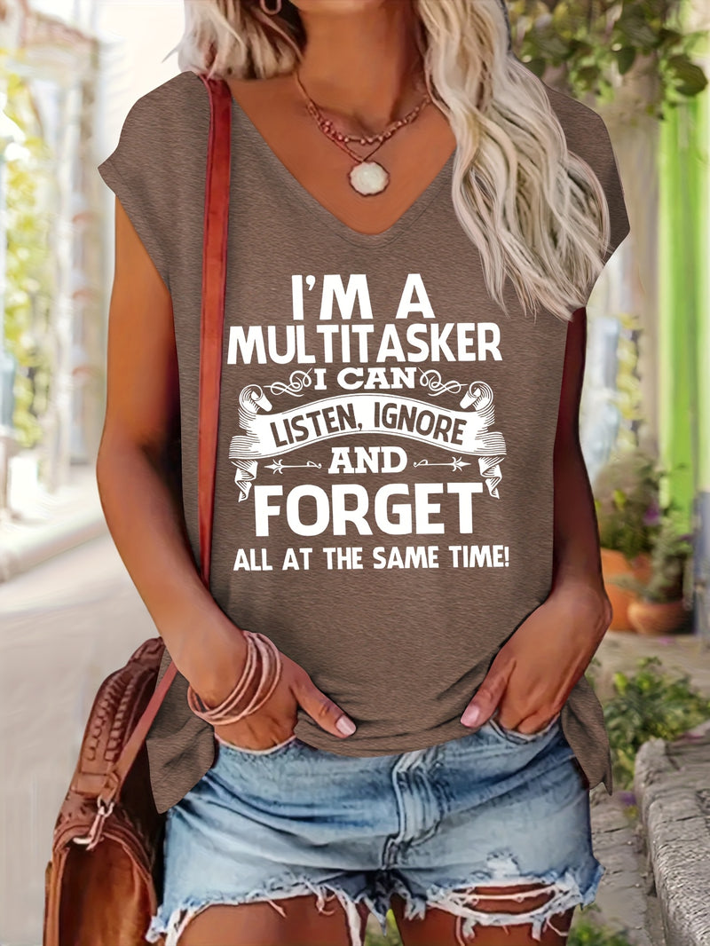Women's Casual V-Neck Short Sleeve T-Shirt.