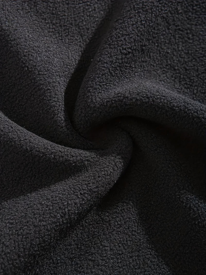 Men's Winter Set with Fleece-Lined Stand Collar Zip-Up Hoodie and Drawstring.