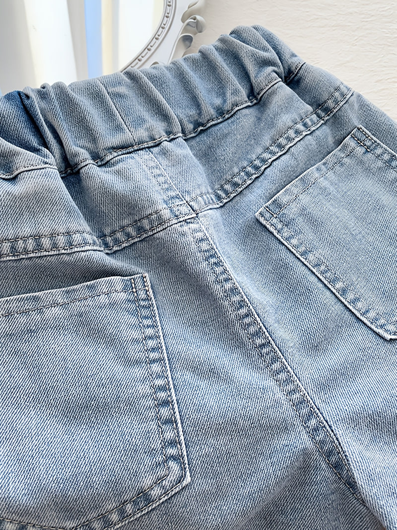 Girls' Denim Shorts! Soft, Washed Denim Fabric Is Skin-Friendly And Breathable.