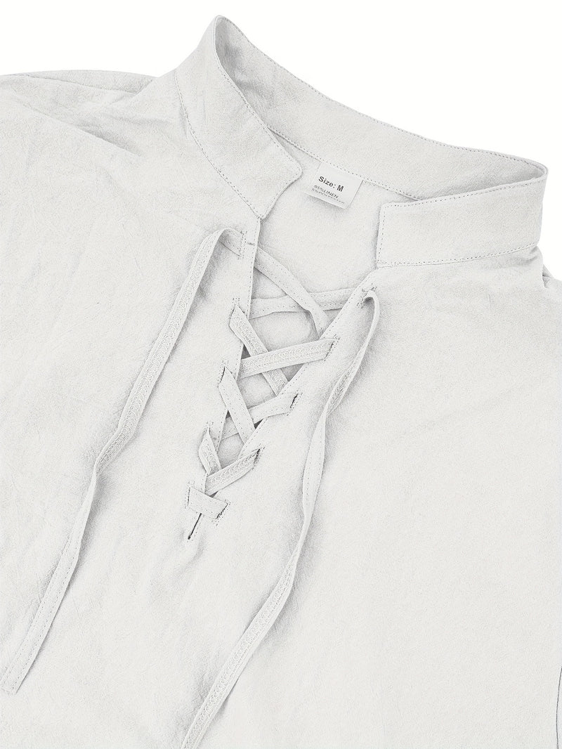 Men's Breathable Fabric Short-Sleeve V-Neck Oversized Casual T-Shirt.