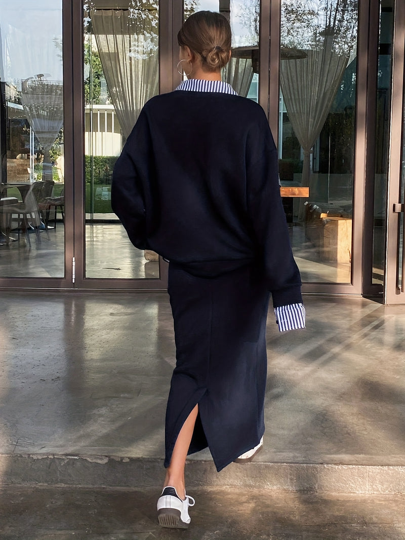 Women's College-Style Two-Piece Outfit.