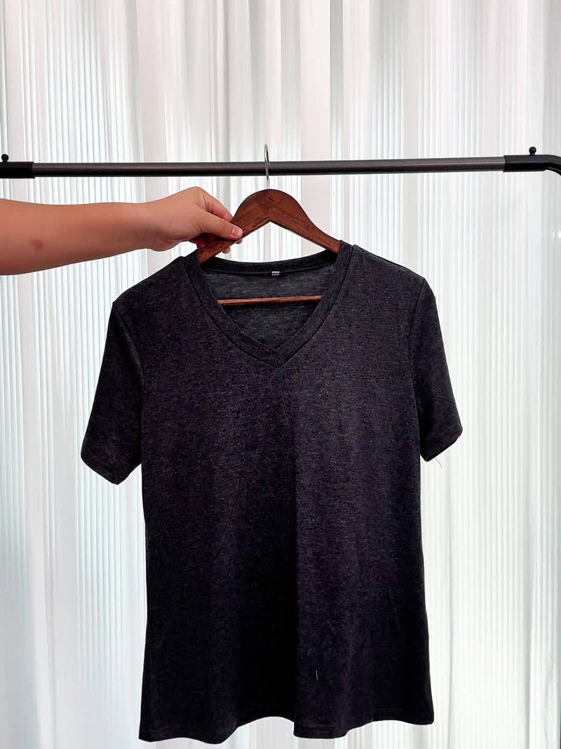 3pcs Women's V-Neck T-Shirts - Casual Short Sleeve.