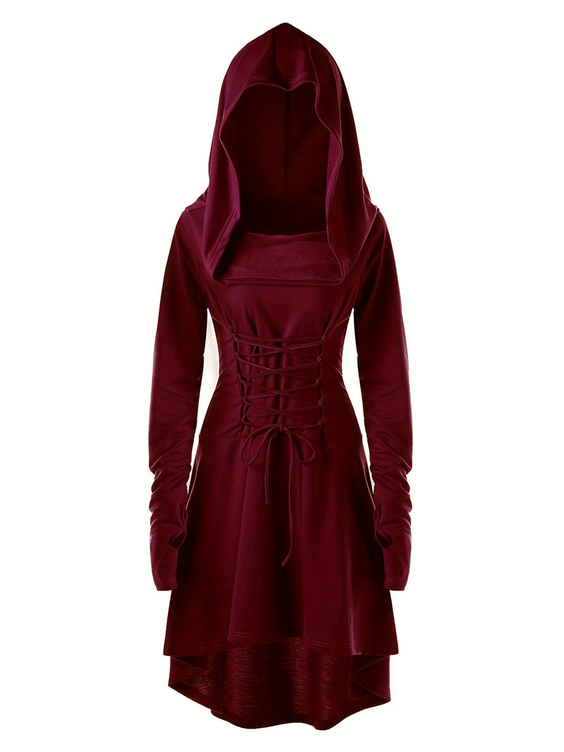 Women's Solid Color Tie-Up Asymmetrical Dress.