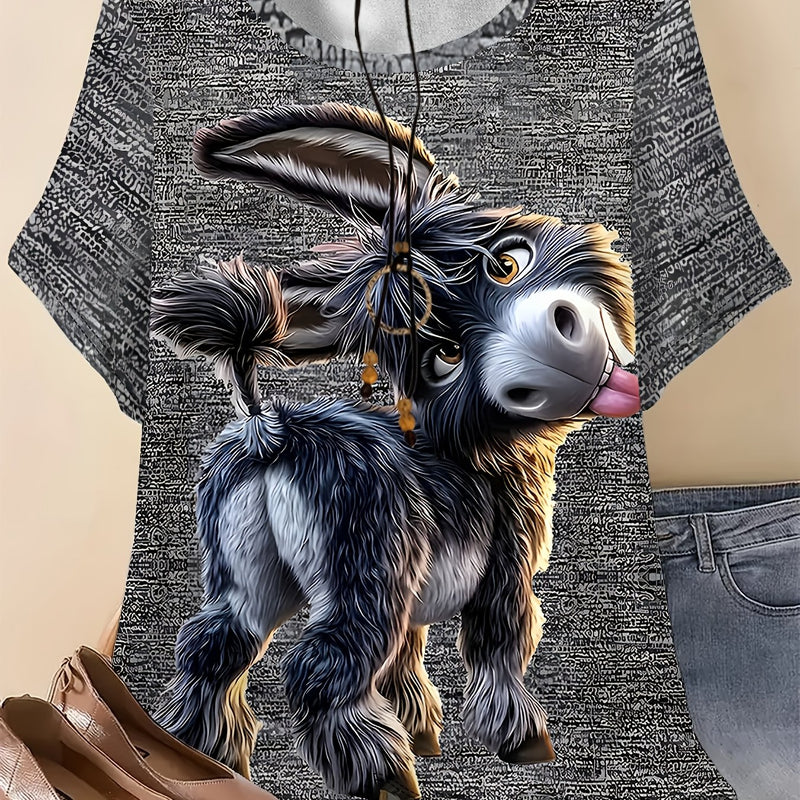 Women'S Short-Sleeve T-Shirt Has a Round Neck.