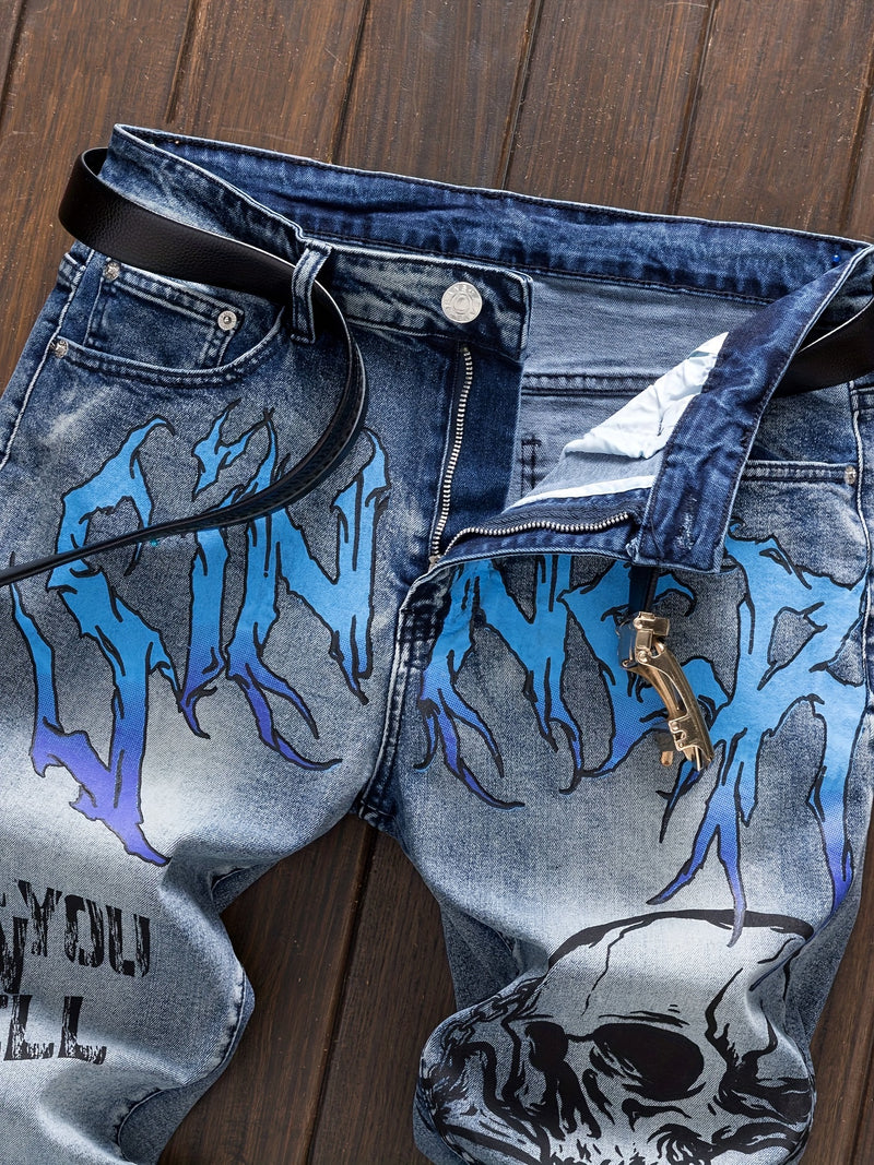 Men's Punk Jeans - Skinny fit Stretch Blue jeans.