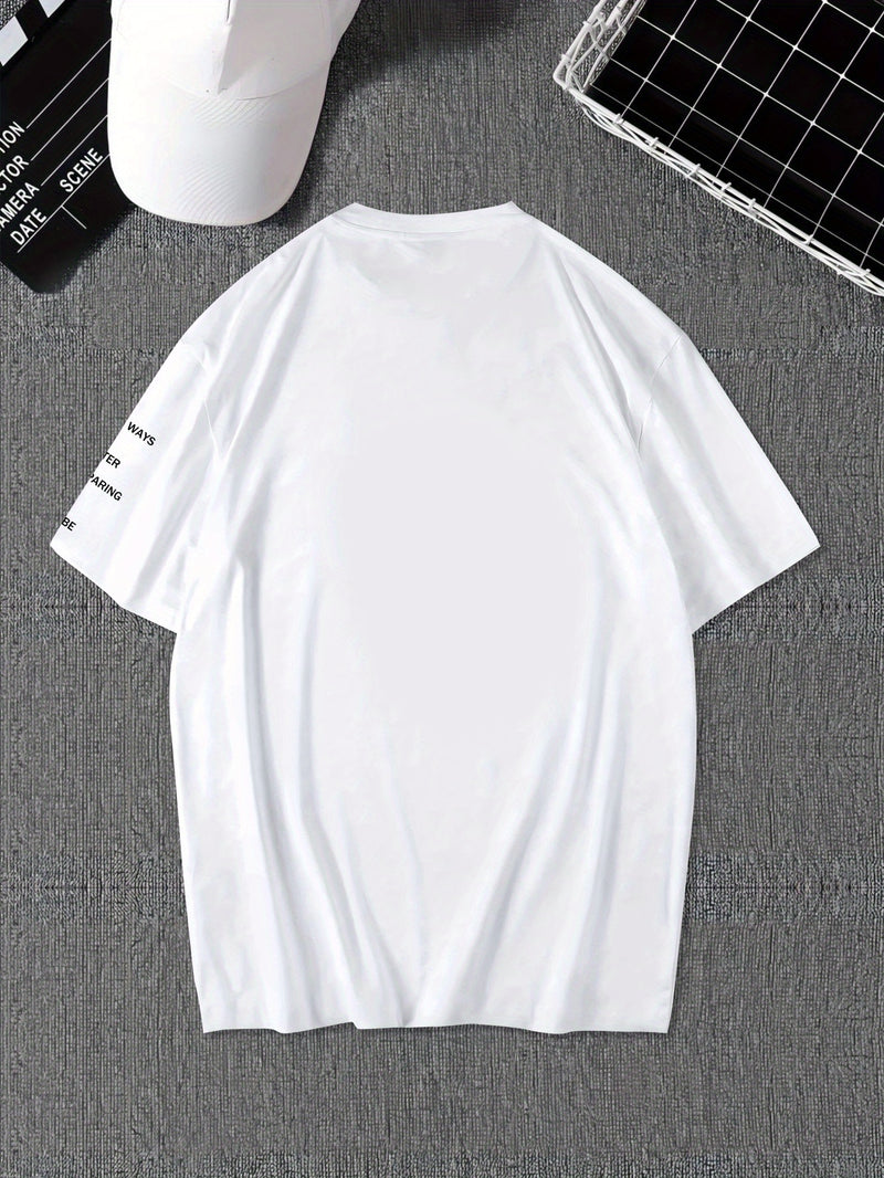 Men's Graphic Print Round Neck Short Sleeve, a Gift for Boyfriends.