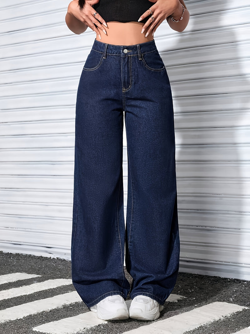 Women’s Classic High-End Solid Color Straight-Leg Jeans.
