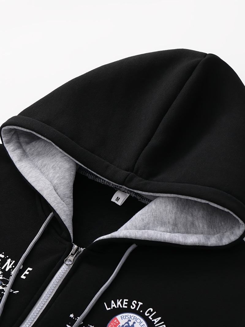 Men's Hooded Letter Print Tracksuit, 2pcs Casual Sports Set.