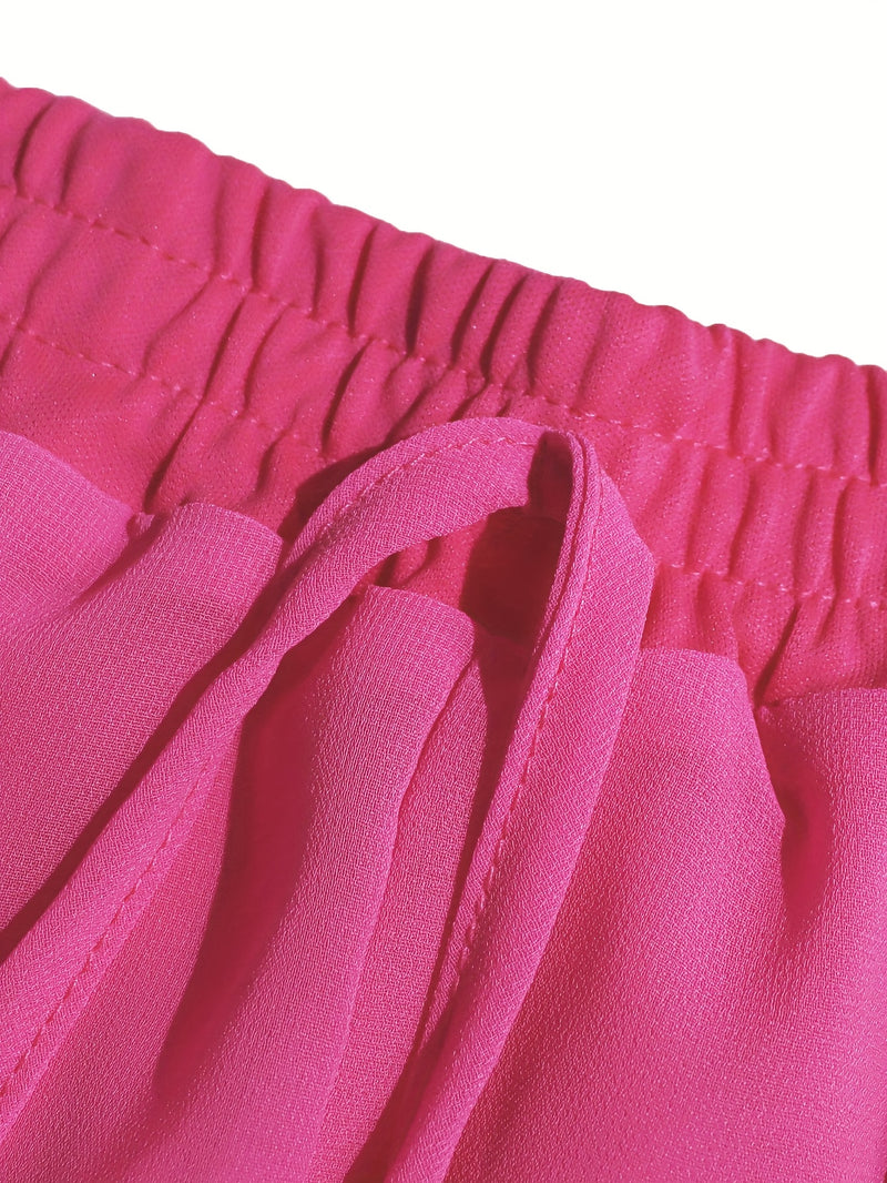 Women’s Sexy Sheer Two-Piece Set Long Sleeve Shirt + High-Waisted Shorts.