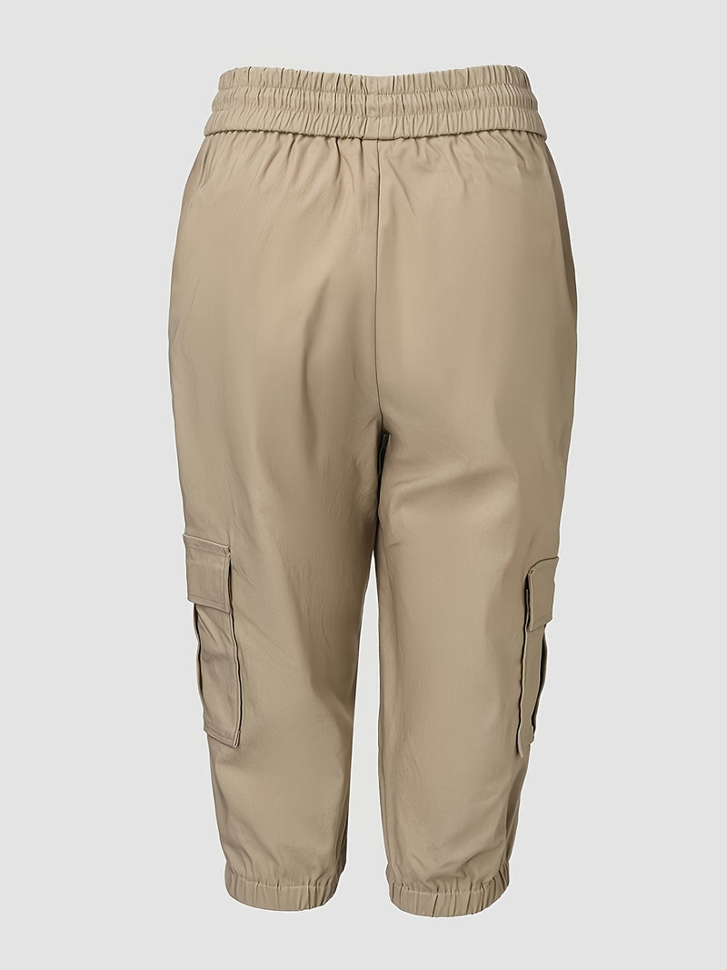 2pcs Women's Cargo Shorts Set Elastic Waist Fashionable Style.