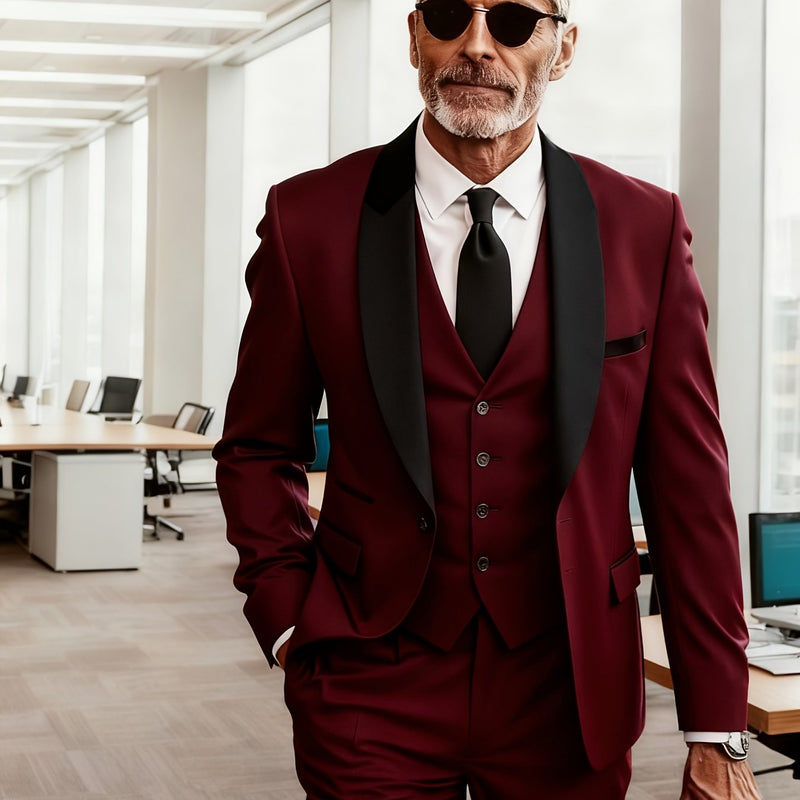 Men's 3pcs Suit- Slim Fit Tuxedo Set for Weddings& Formal Occasions.