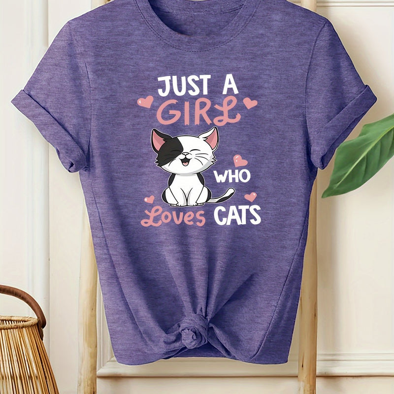 Women's Casual Cat Lover Graphic Tee.