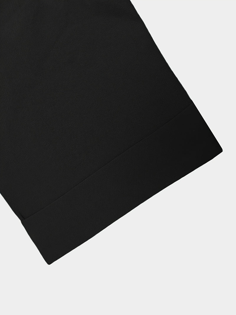 Men'S Suit, Short-Sleeved Top, Round Neck, Fake Pocket Design.
