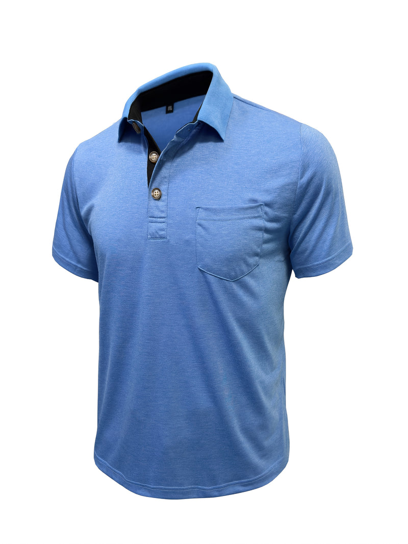 Men's Plaid Collar Pocket T-shirt.