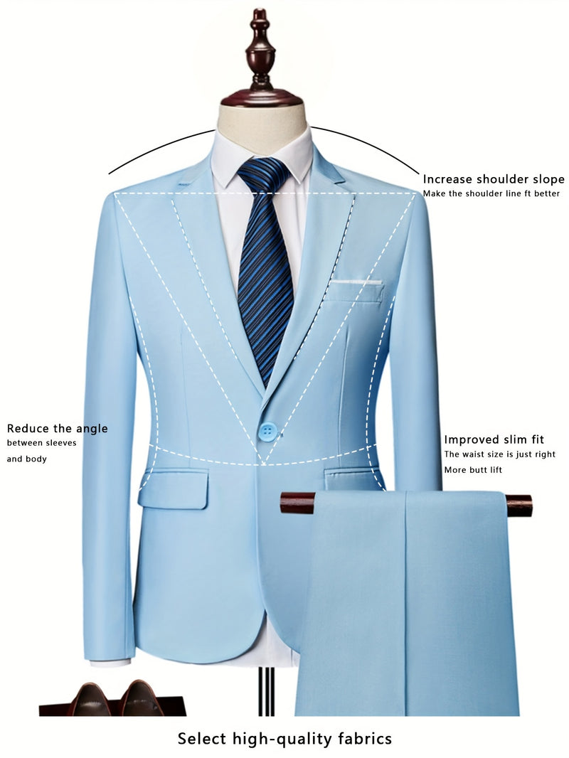Men's 2pcs Slim-Fit Suit Set.