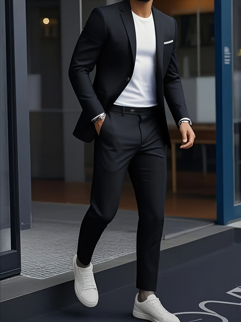 2pcs Classic Suit Set - Men'S Dress Attire - Premium Quality.