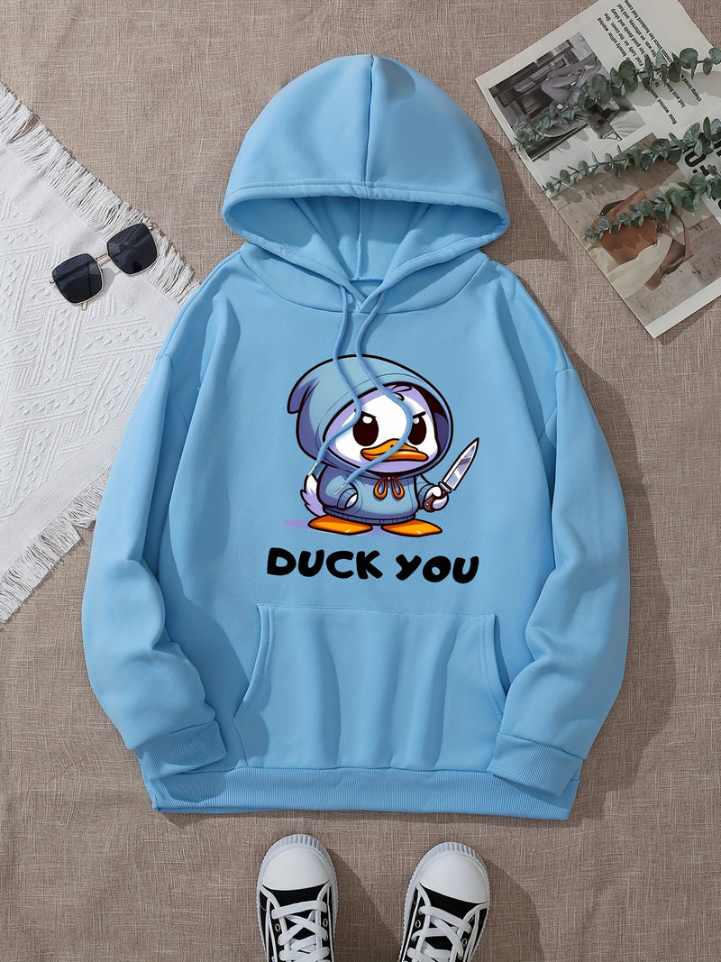 Women'S Casual Fashion Hooded Sweatshirt with Duck.