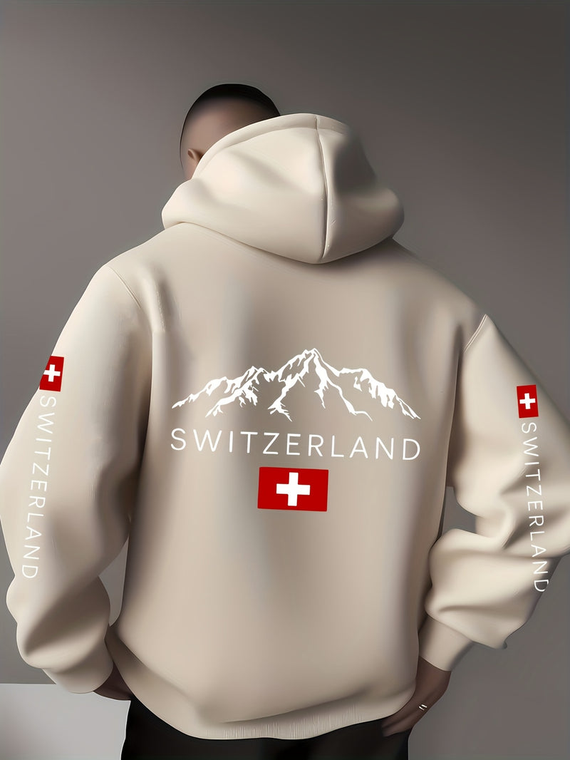 Men'S & Women'S Swiss Flag & Matterhorn Mountain Graphic Hooded Sweatshirt.