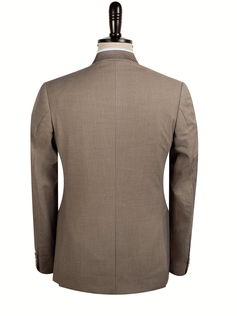 2pcs Men's Casual Zhongshan Suit with Stand Collar.