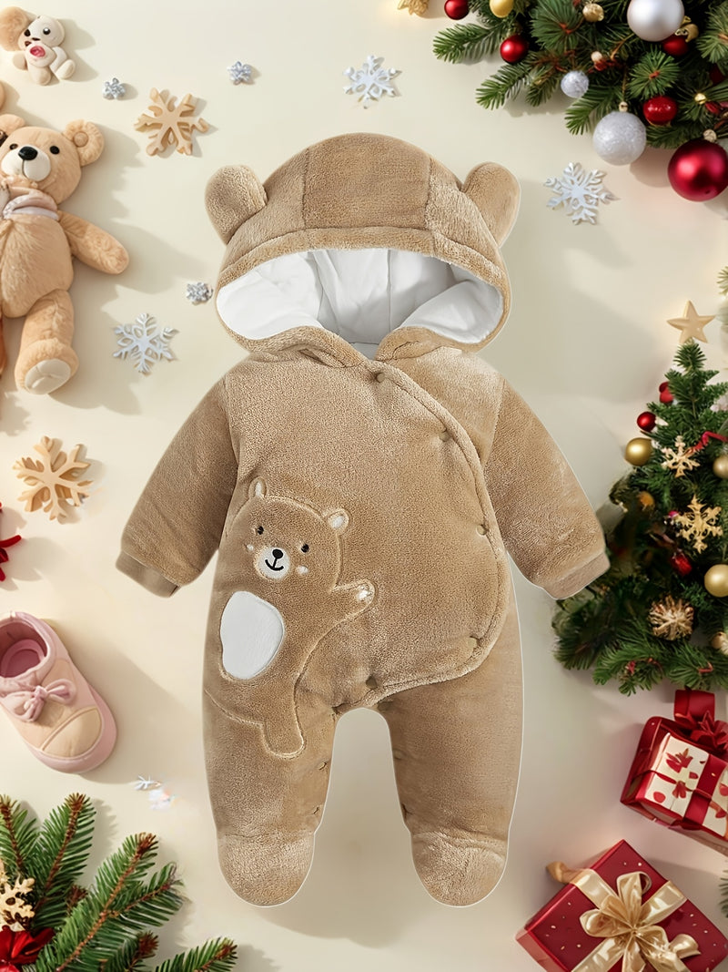 Unisex & Fleece-Lined Thermal Romper with Hooded Hood.