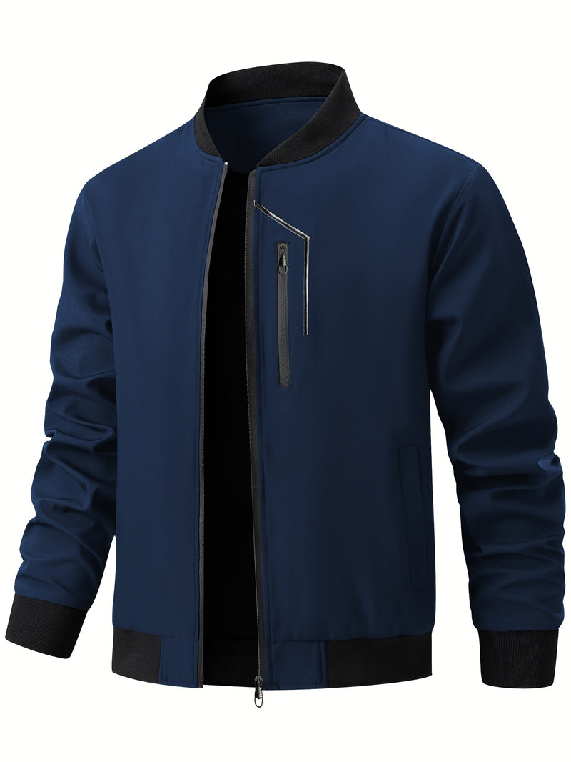 Men'S Casual Bomber Jacket | Spring-Autumn, Non-Stretch, Baseball Collar.