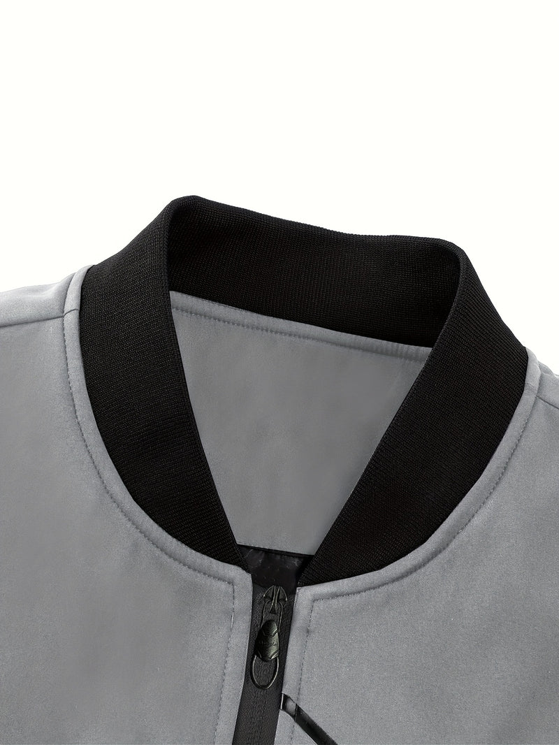 Men'S Casual Bomber Jacket | Spring-Autumn, Non-Stretch, Baseball Collar.