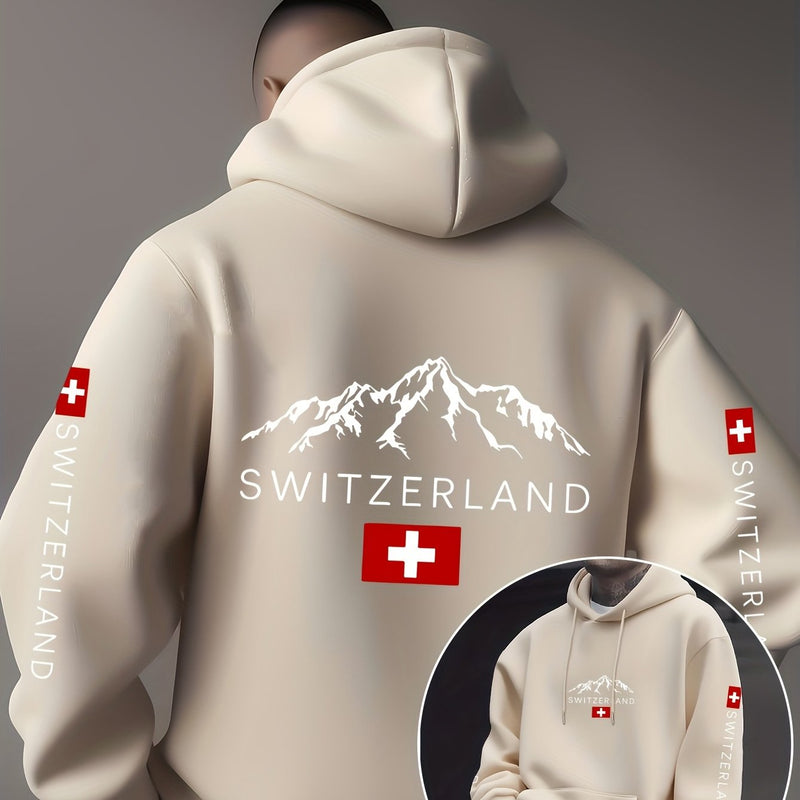 Men'S & Women'S Swiss Flag & Matterhorn Mountain Graphic Hooded Sweatshirt.