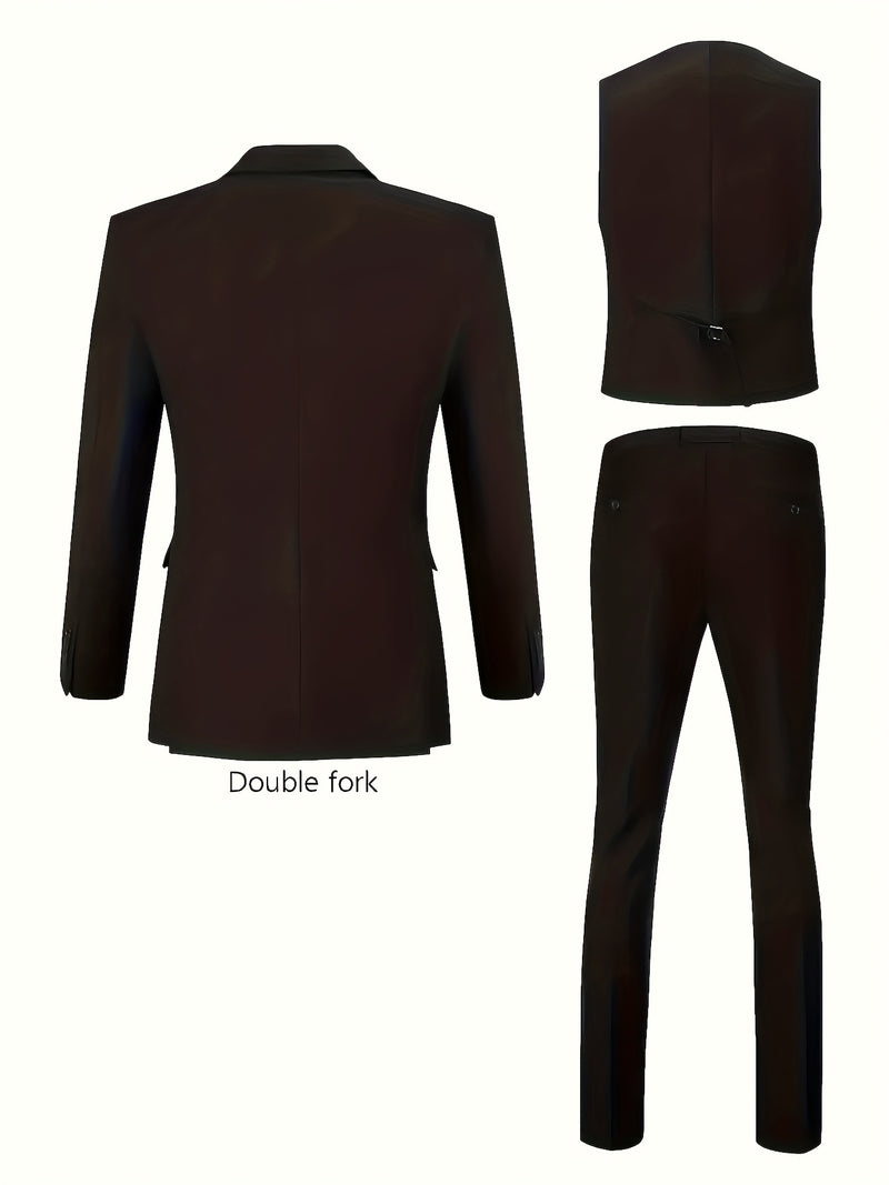 A Men's Three-Piece Suit Consisting of a Blazer, Vest, And Trousers.