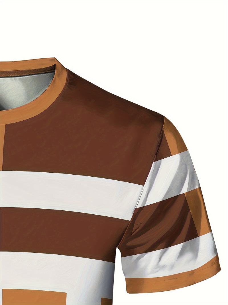 This Men'S Sports Fashion Short-Sleeve T-Shirt Has a Geometric Print.