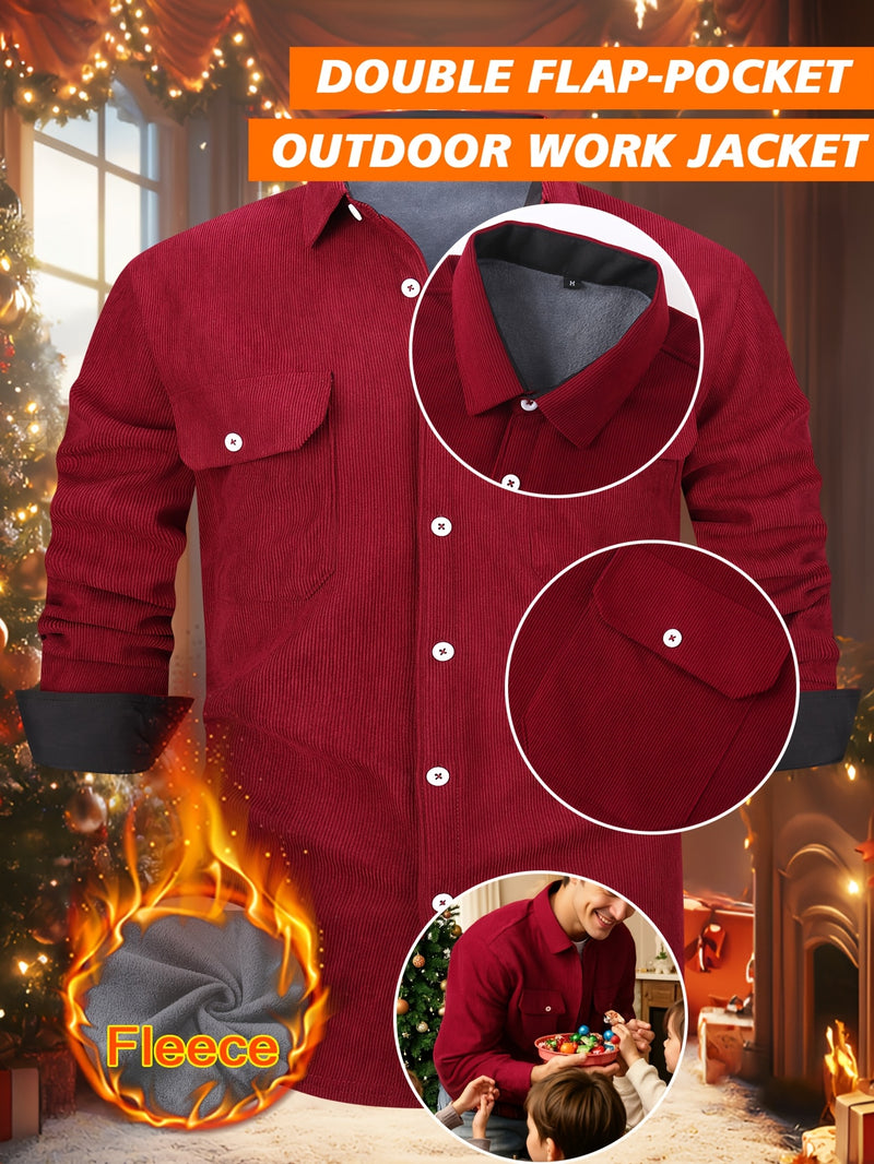 Men’s Shirt Inside Warm Long Sleeve Jacket.