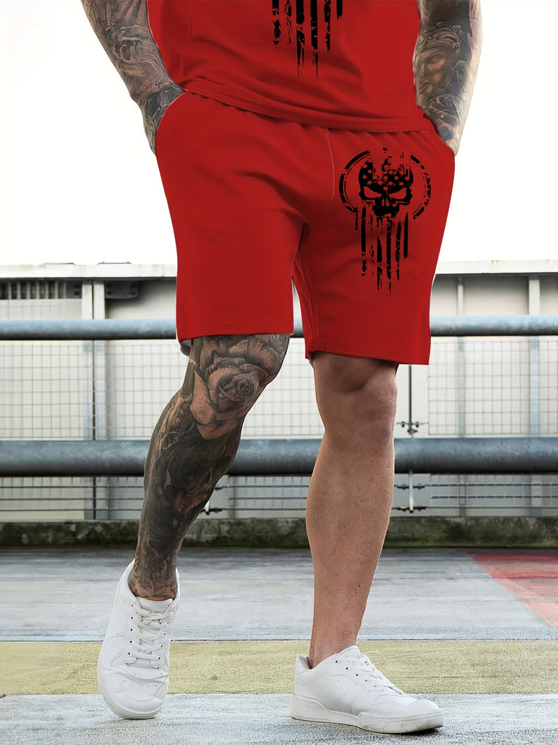 2pcs Men's Casual Fashion Set, Round Neck Short Sleeve T-Shirt.