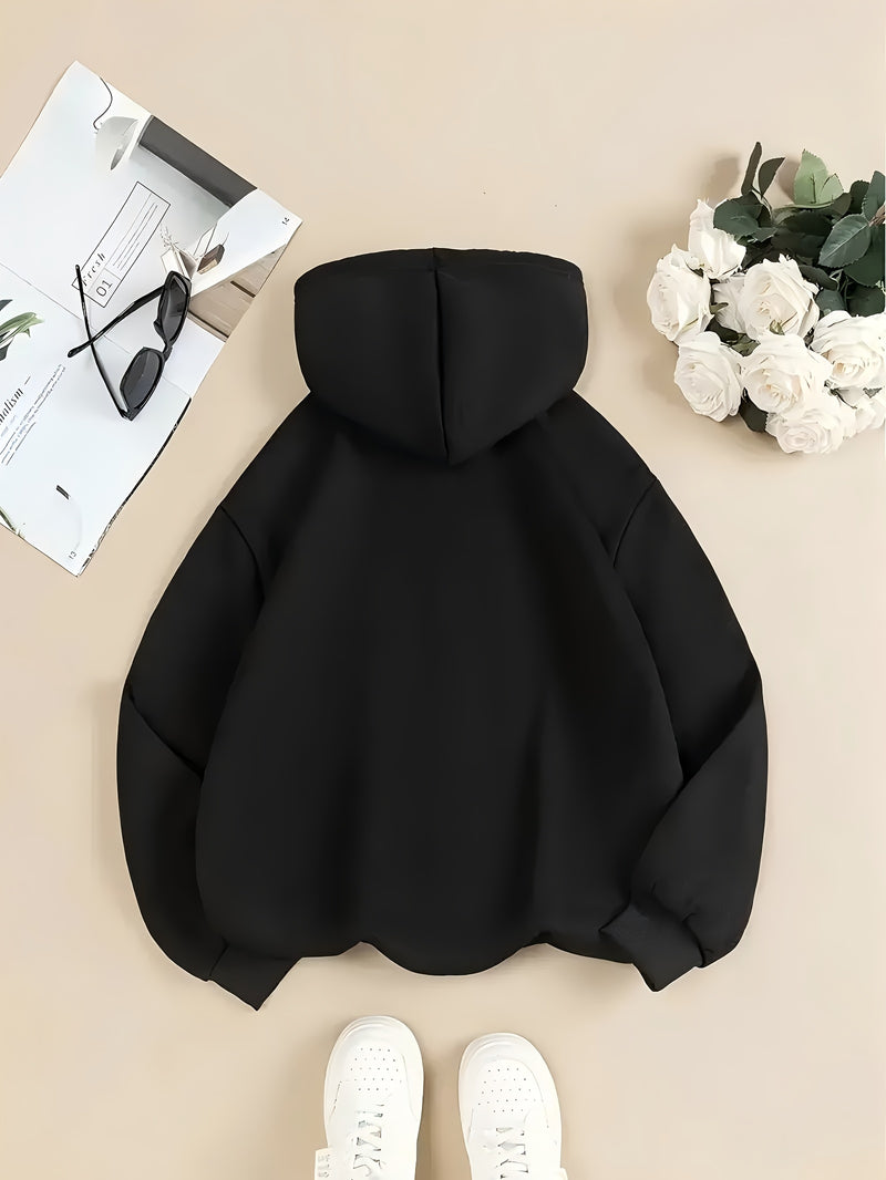 Hooded Sweatshirt with Angel and Demon Print.