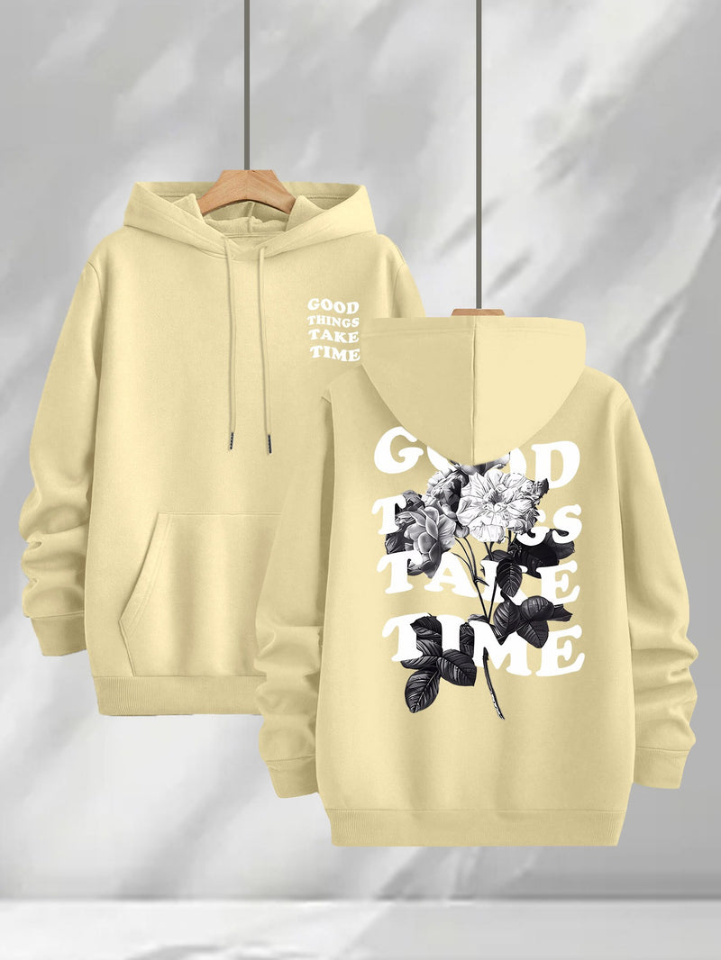 3pcs Trendy Print Sweatshirt, Men's Casual Hooded Sweatshirt.