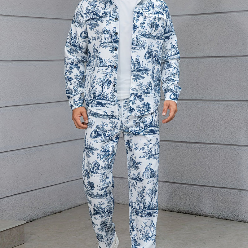 Men's Workwear Set Featuring Long Sleeves with Cuffs.