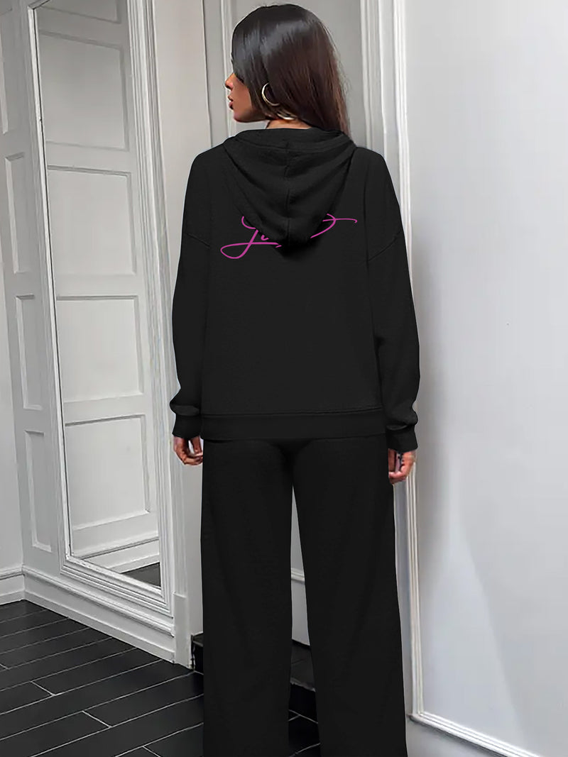 Women’s Graphic Print 2pcs Set, Hoodie & Pants.