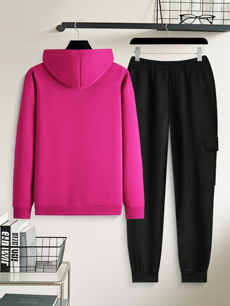 Men's Casual 2pcs Set, Fashion Long Sleeve Streetwear Hoodie.