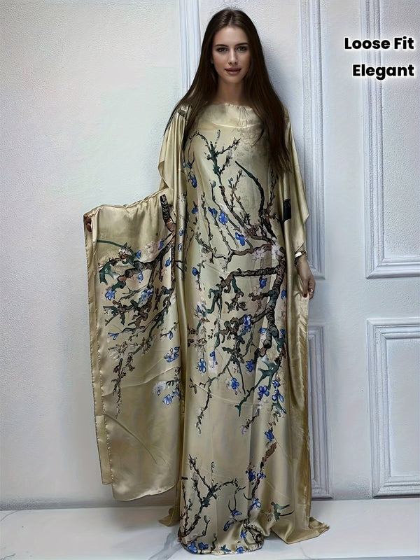 Women’s Tree Print Crew Neck Kaftan Dress.