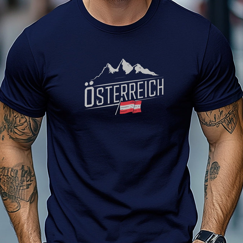 Men's Austrian Pattern Summer Casual Crew Neck Short T-Shirt.