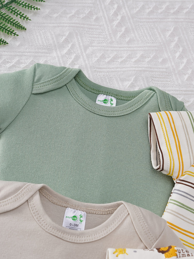 Baby Boy Cartoon Panda Giraffe Elephant Print.