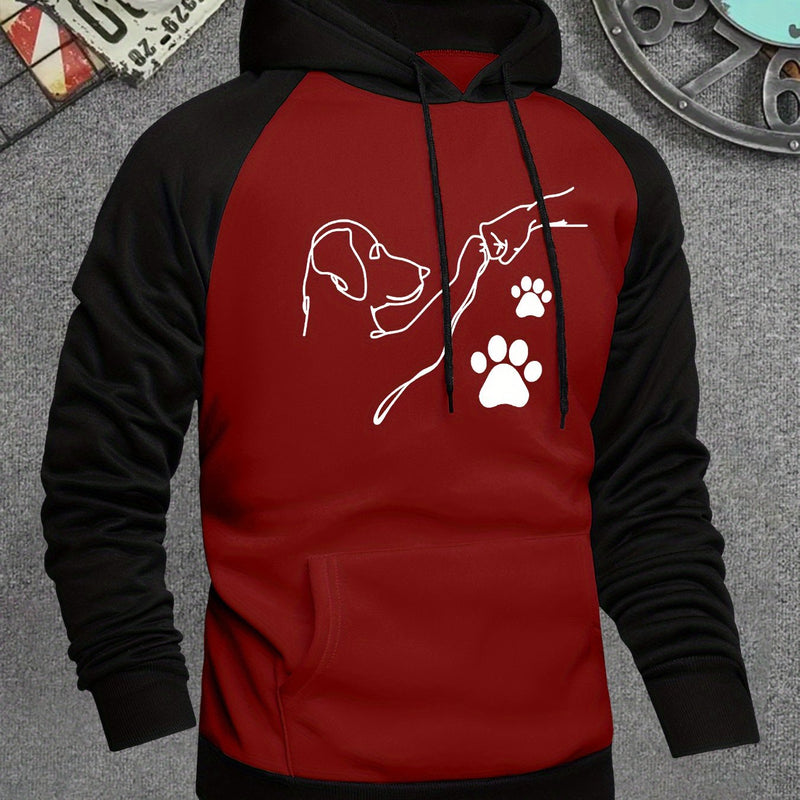 Men's Hooded Sweatshirt with Dog Paw Print.
