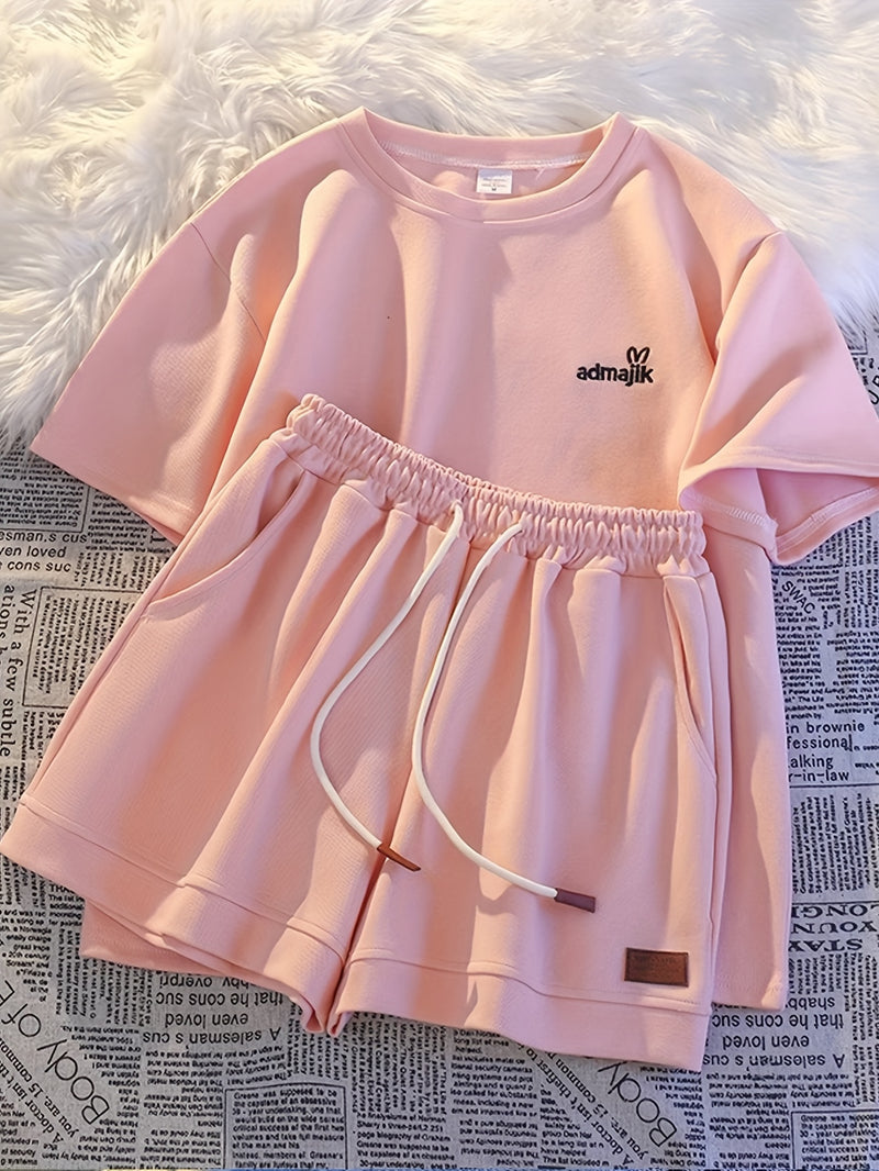 Women’s Summer Casual Short Sleeve Fashion Shorts Set.