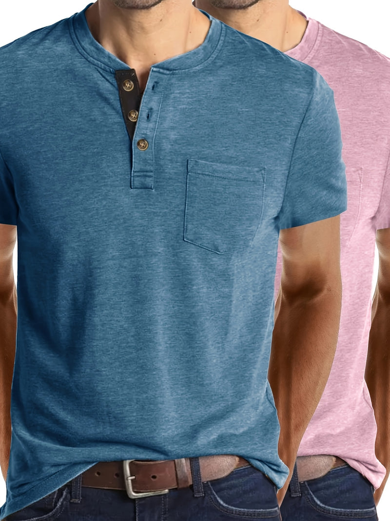 2pcs Set of Stylish Short-Sleeve T-Shirts for Men.