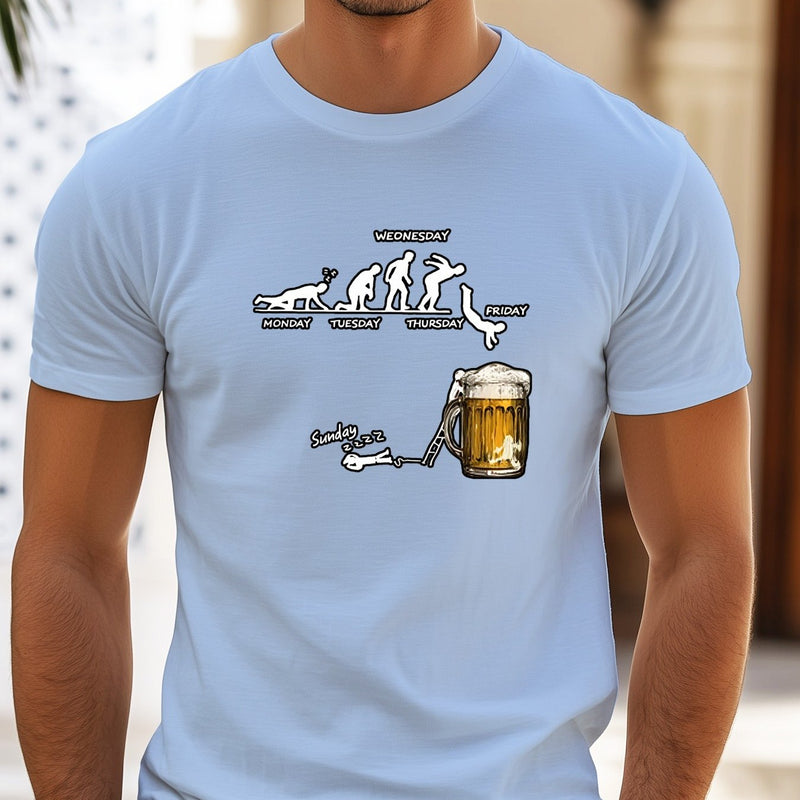 Men'S Creative Beer Illustration Casual Streetwear T-Shirt.