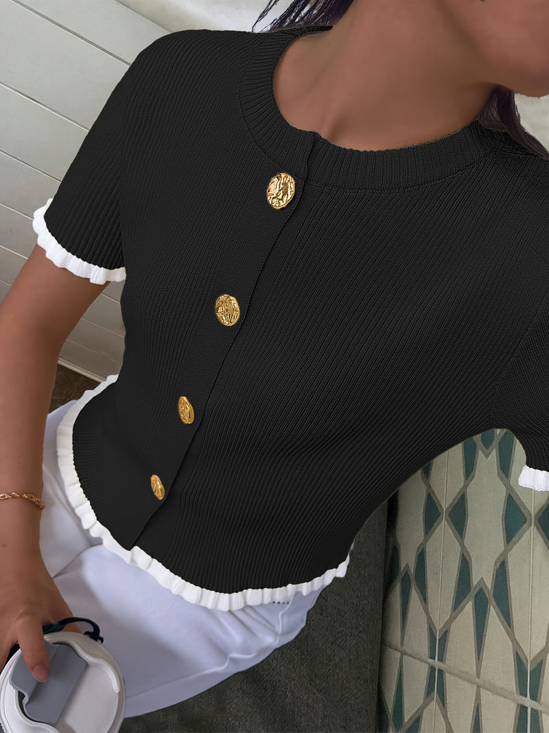 Women's Summer Button Ear Design Edge Design.