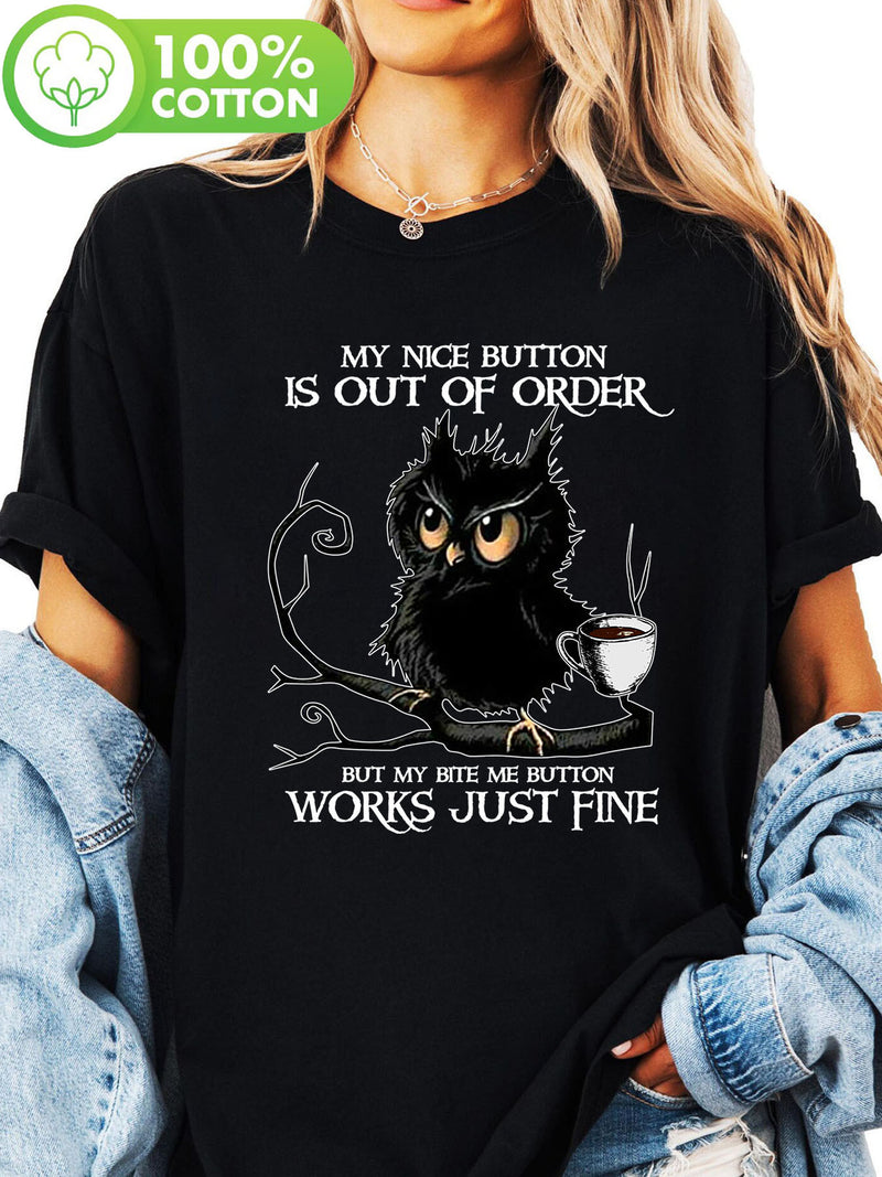 Women’s Owl Print T-shirt, Short Sleeve Crew Neck Casual.