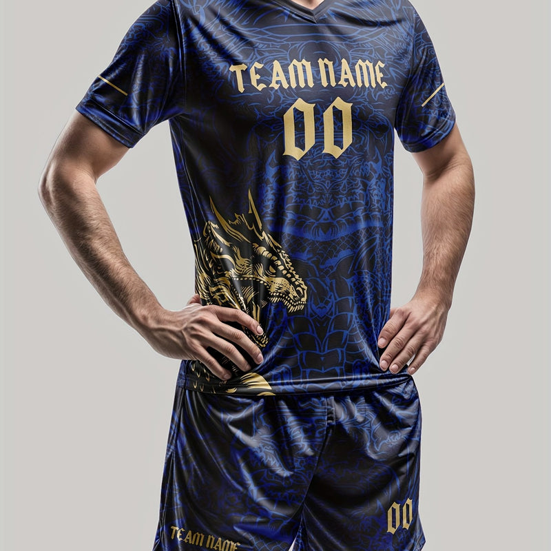 2025 Summer Autumn V-Neck T-Shirt Soccer Jersey Set for Men.