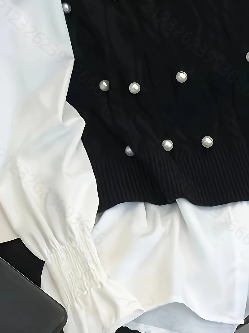 Spring/Summer New Women's Fashion Elegant Pullover Pearl Vest.