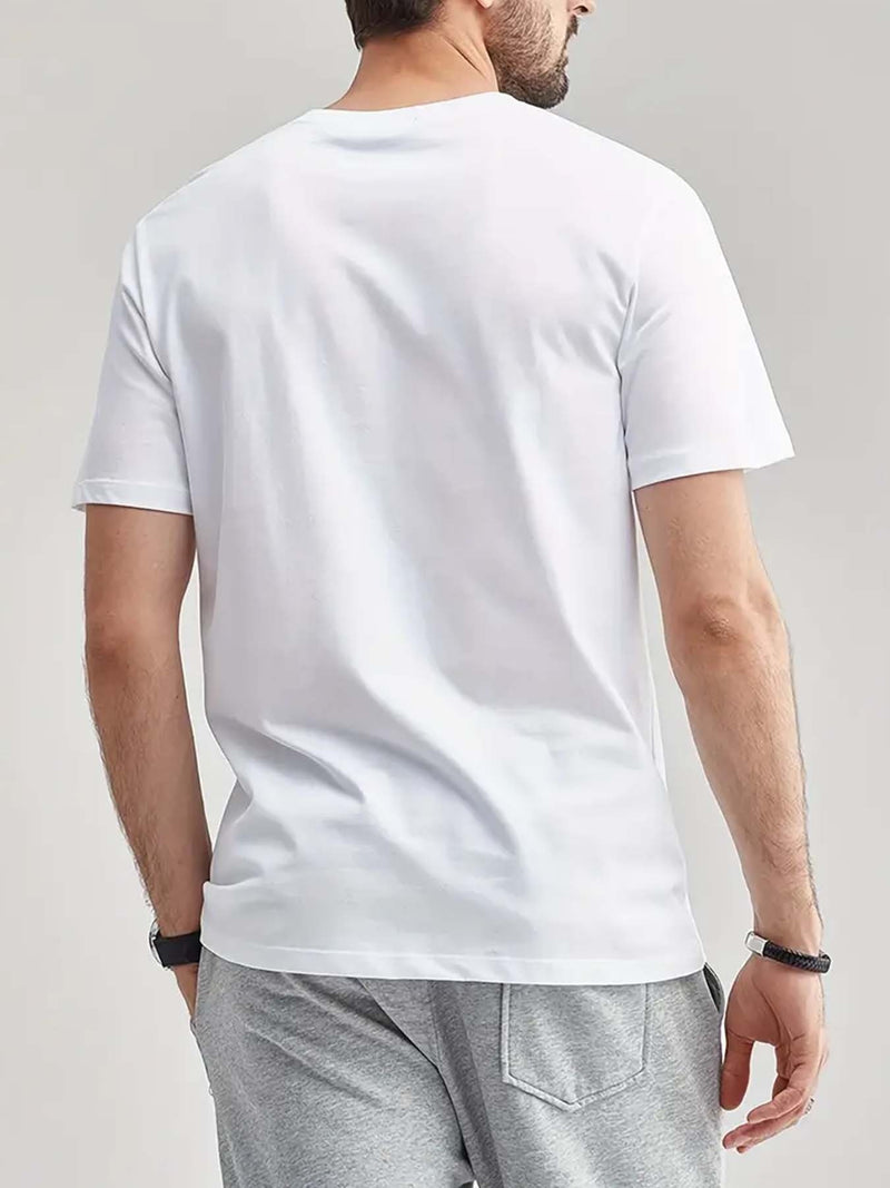 Men's Summer Design Short-Sleeve Set with Stylish Line Prints Paired.
