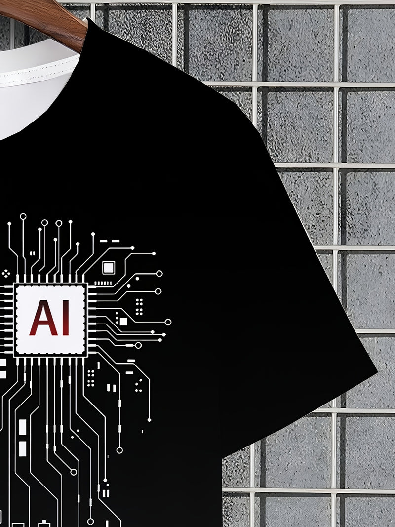 Men's AI Chip Circuit Graphic T-Shirt.